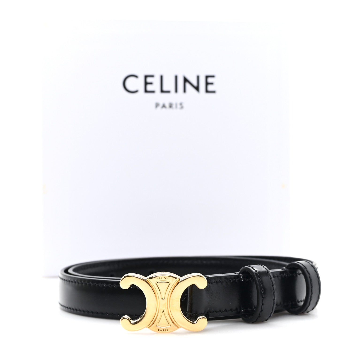Celine Box Calfskin Small 18mm Triomphe Belt 65 26 Black 6 of 6