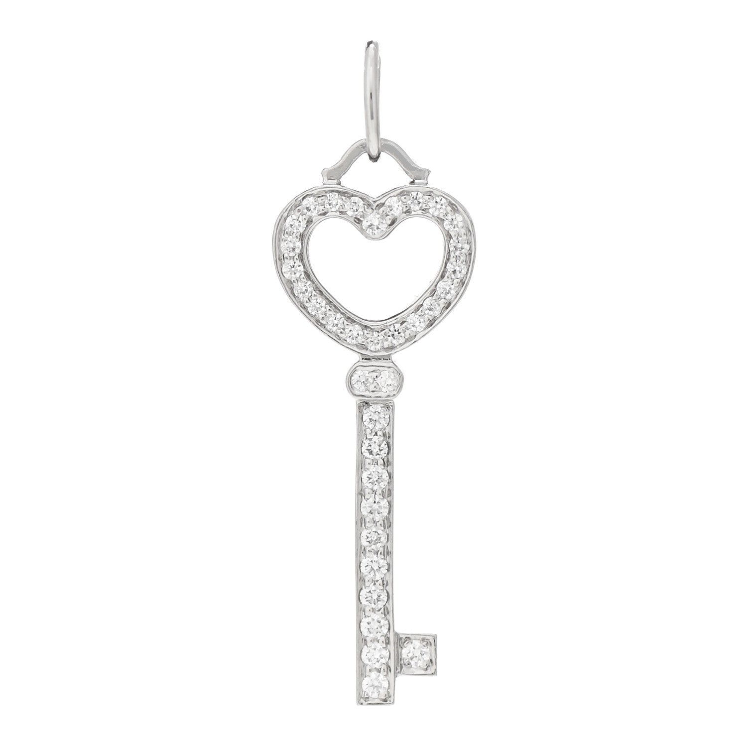 Tiffany Platinum Diamond Heart Key Pendant 1 of 4