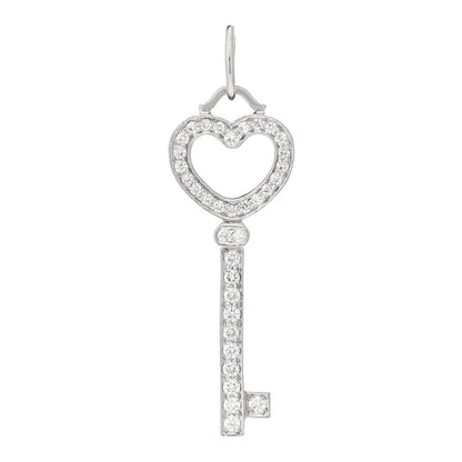 Tiffany Platinum Diamond Heart Key Pendant 1 of 4