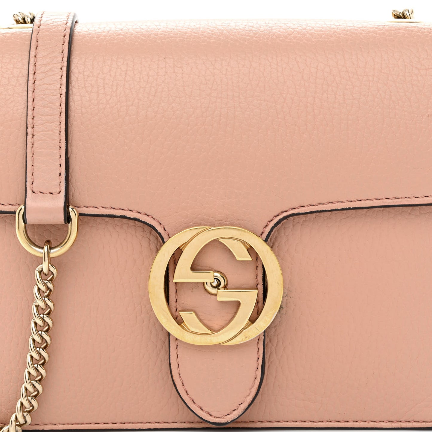 Dollar Calfskin Small Interlocking G Shoulder Bag Soft Pink