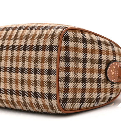 Celine Tweed Calfskin Triomphe Small Boston Bag Tan 10 of 10