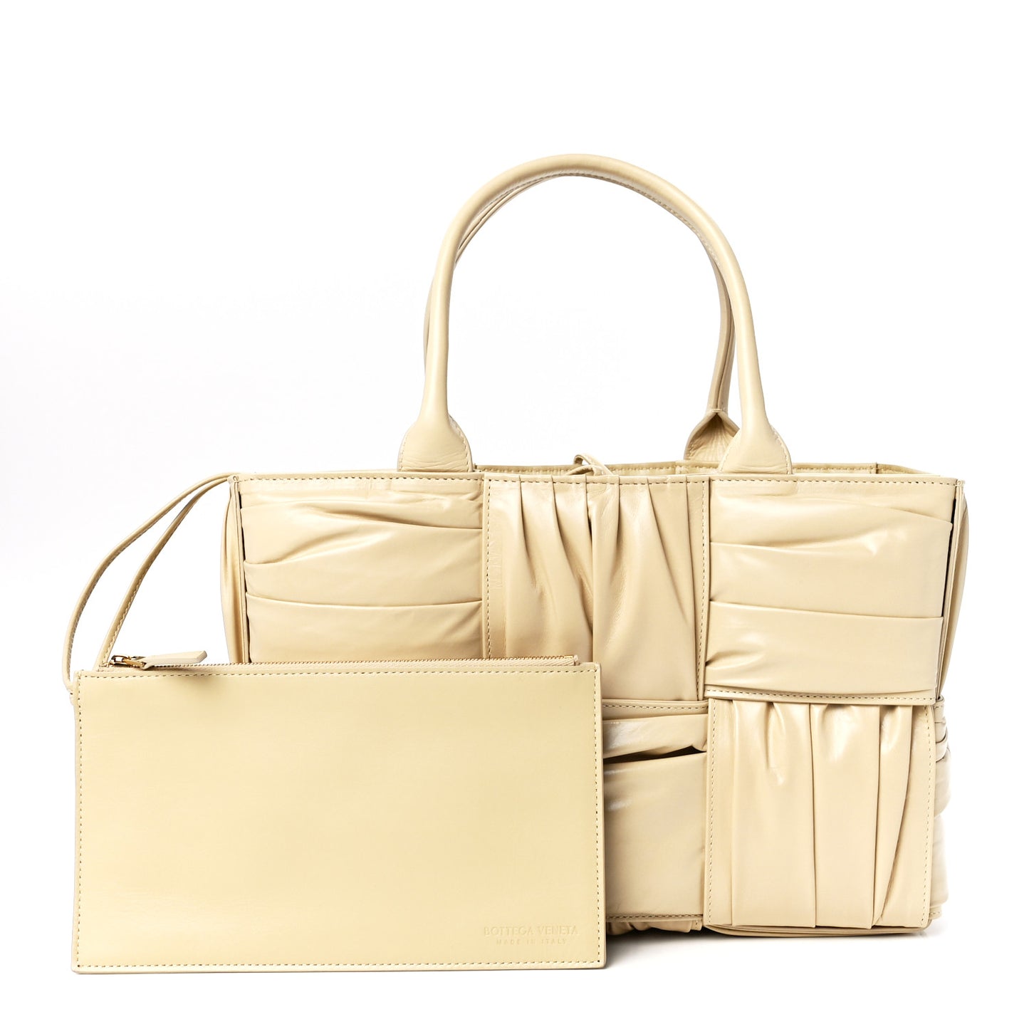 Foulard Intrecciato Pleated Medium Arco Tote Porridge