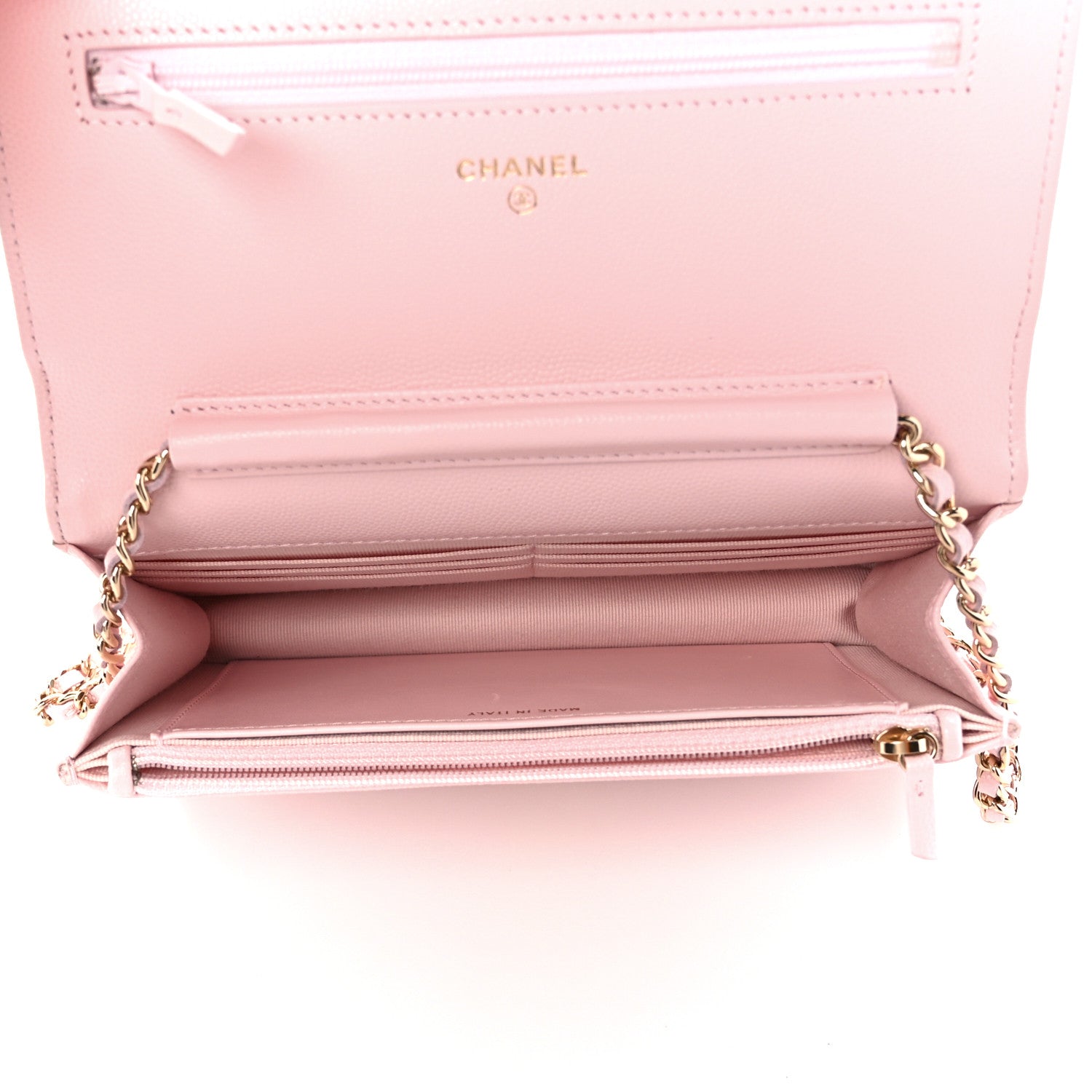 Chanel Caviar Quilted Crystal CC Wallet On Chain WOC Light Pink 6 of 12