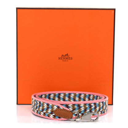 Hermes Toile Swift 25mm Sangle Cavale Shoulder Strap Rose d'Ete White Gold 6 of 6
