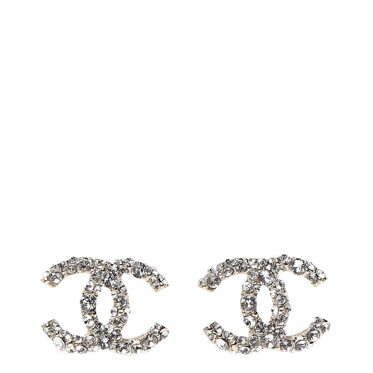 Chanel Crystal CC First Class Stud Earrings Gold 1 of 5