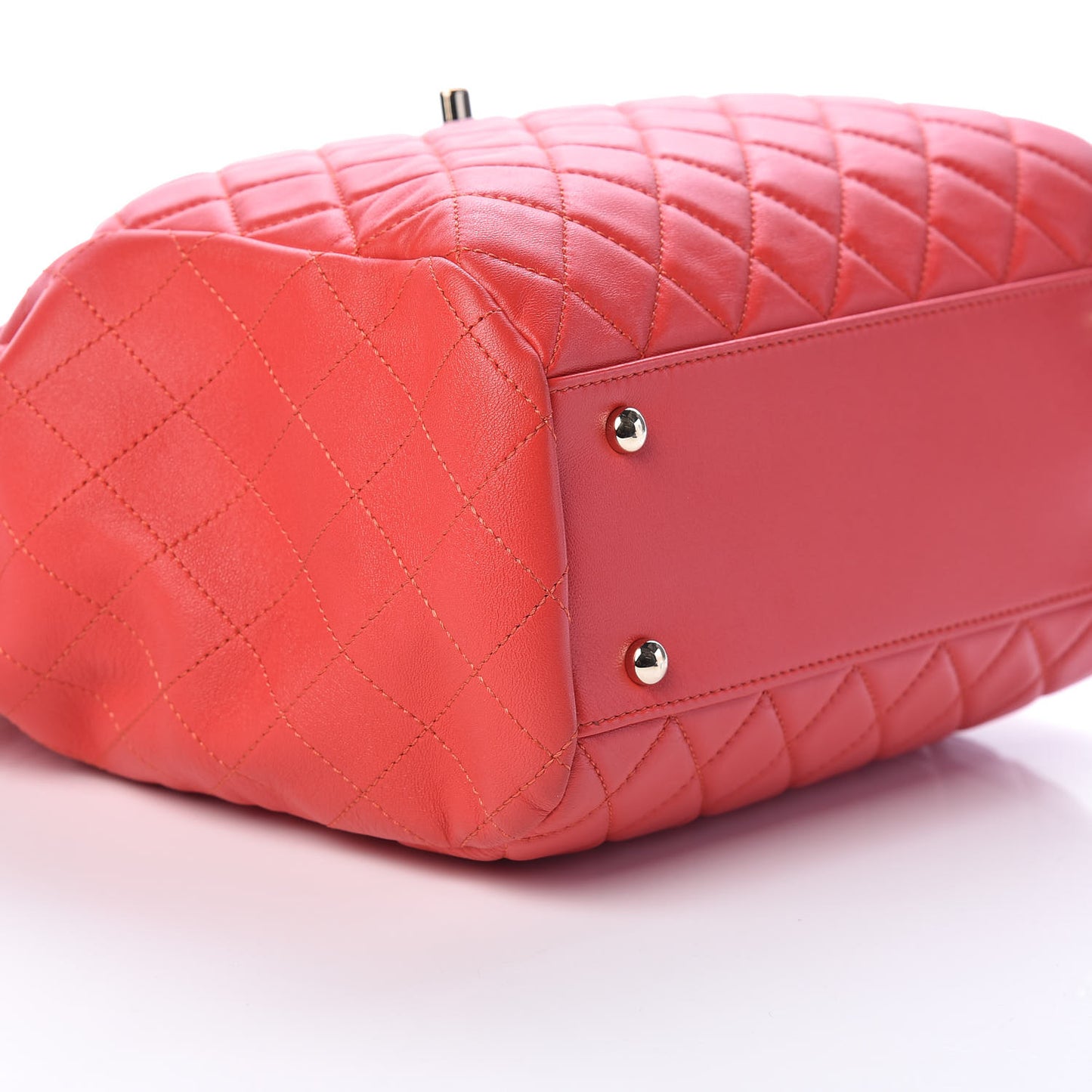 Lambskin Quilted Drawstring Bag Red
