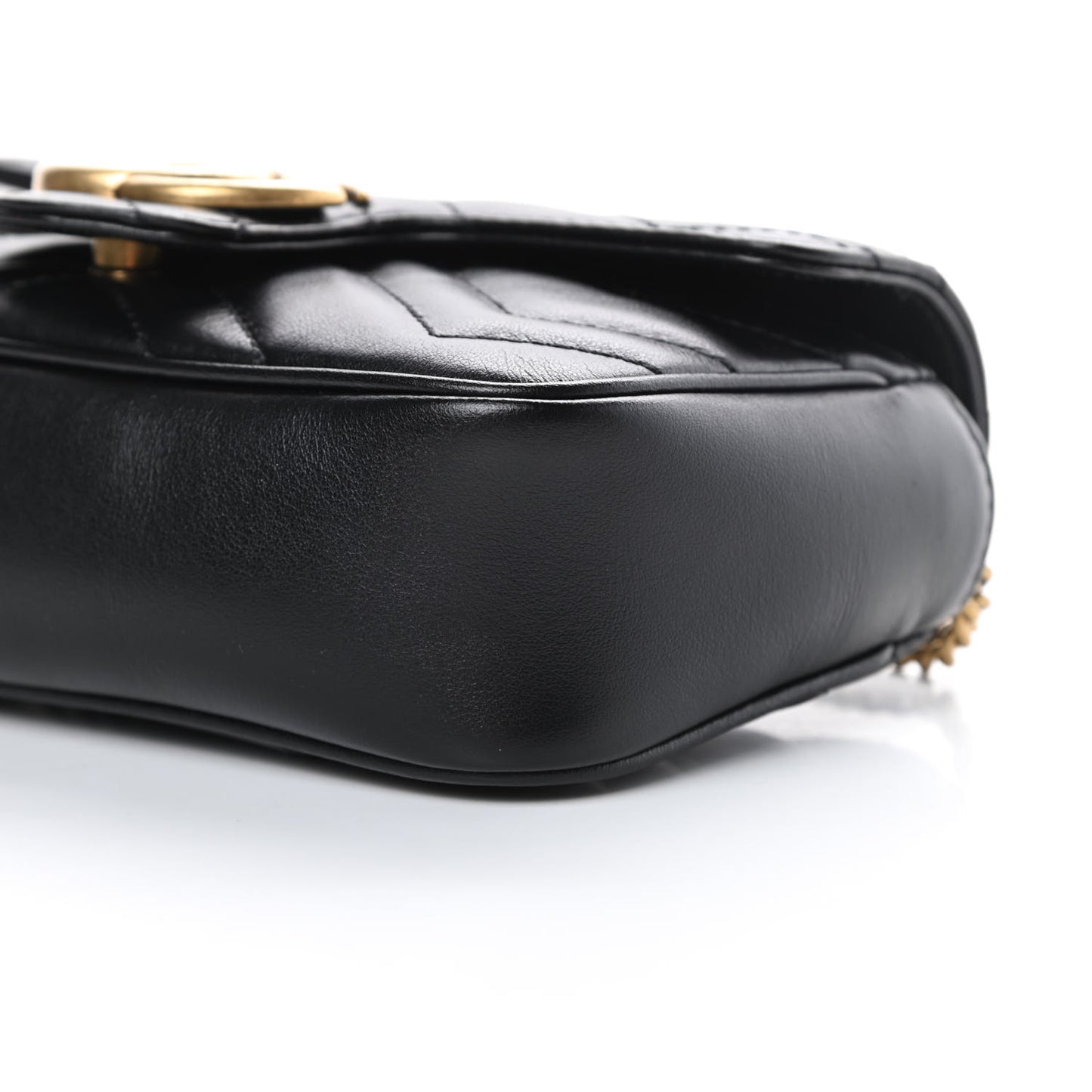 Calfskin Matelasse Super Mini GG Marmont Shoulder Bag Black