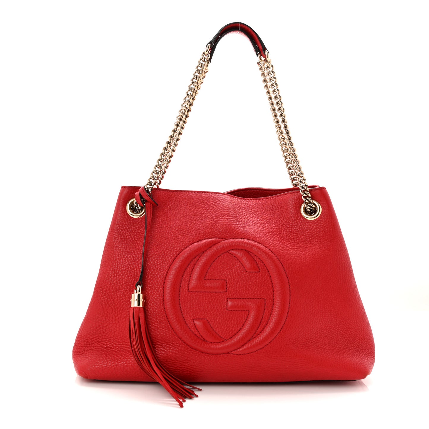 Pebbled Calfskin Medium Soho Chain Shoulder Bag Tabasco Red