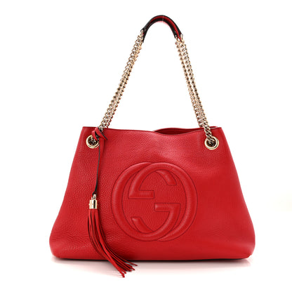 Gucci Pebbled Calfskin Medium Soho Chain Shoulder Bag Tabasco Red 1 of 10
