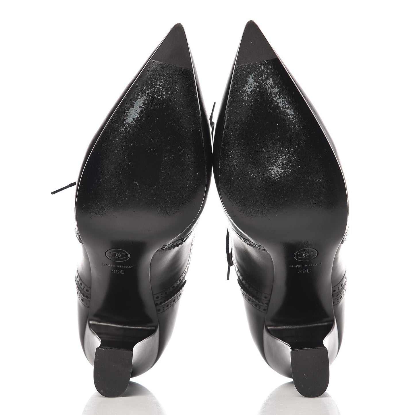 Calfskin CC Oxford Lace Up Booties 39 Black