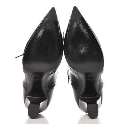 Chanel Calfskin CC Oxford Lace Up Booties 39 Black 7 of 13