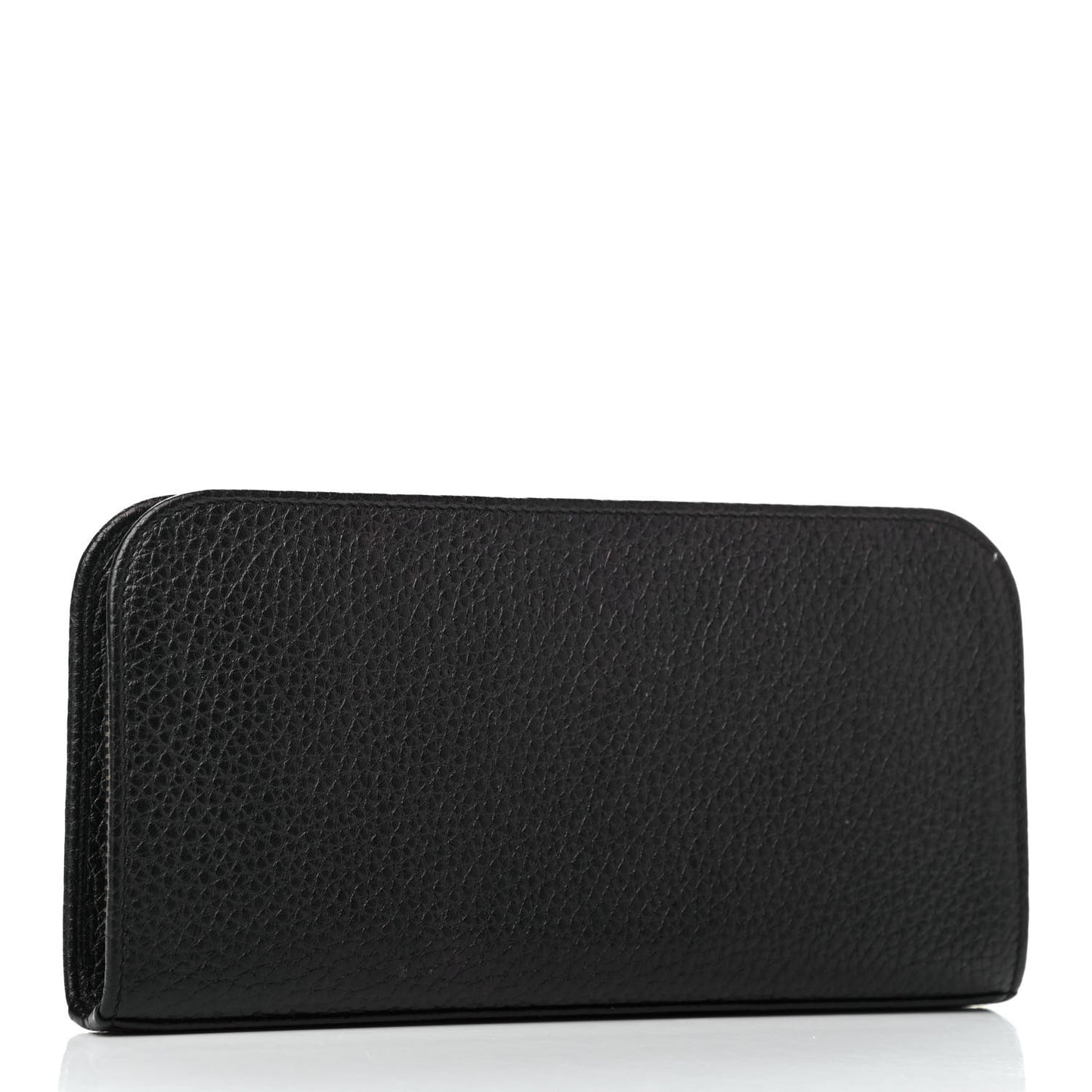 Grained Calfskin Classic Zip Around Continental Wallet Black