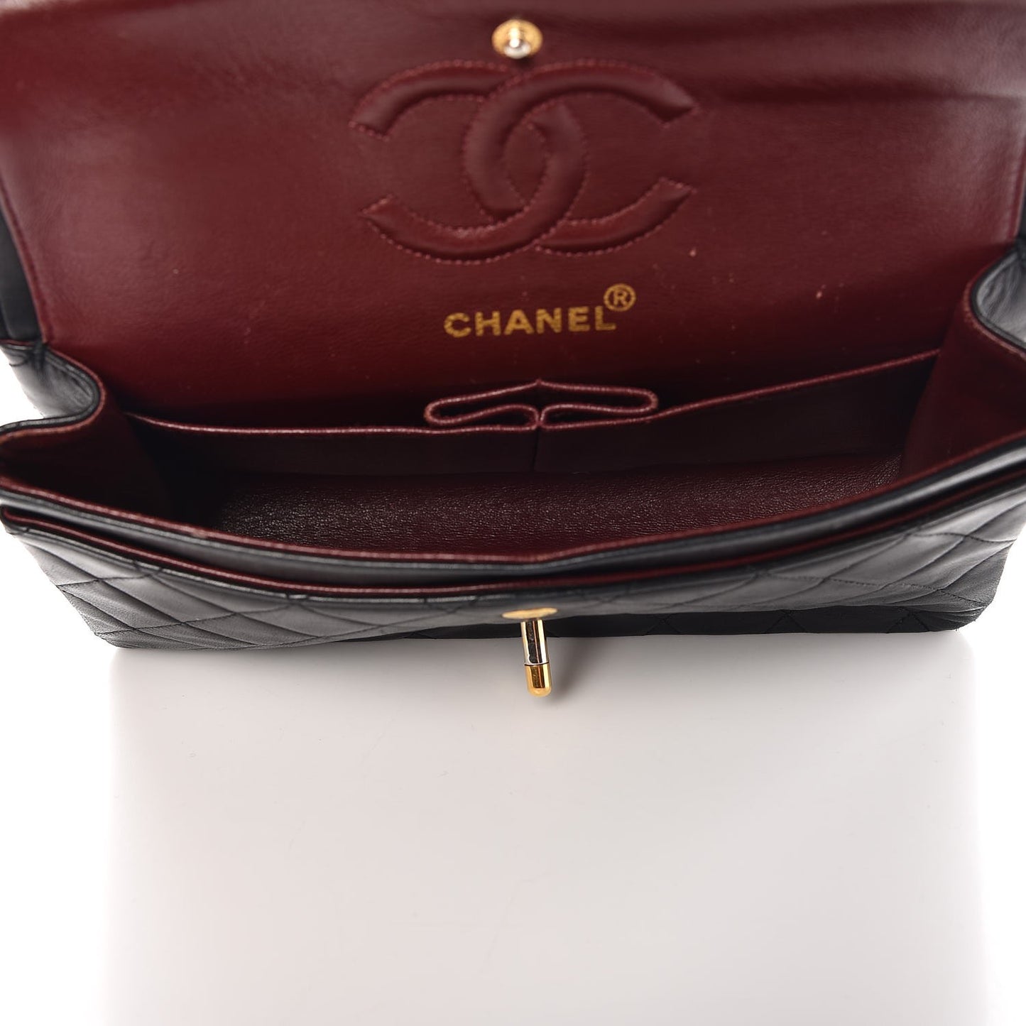 Lambskin Quilted Small Double Flap Black