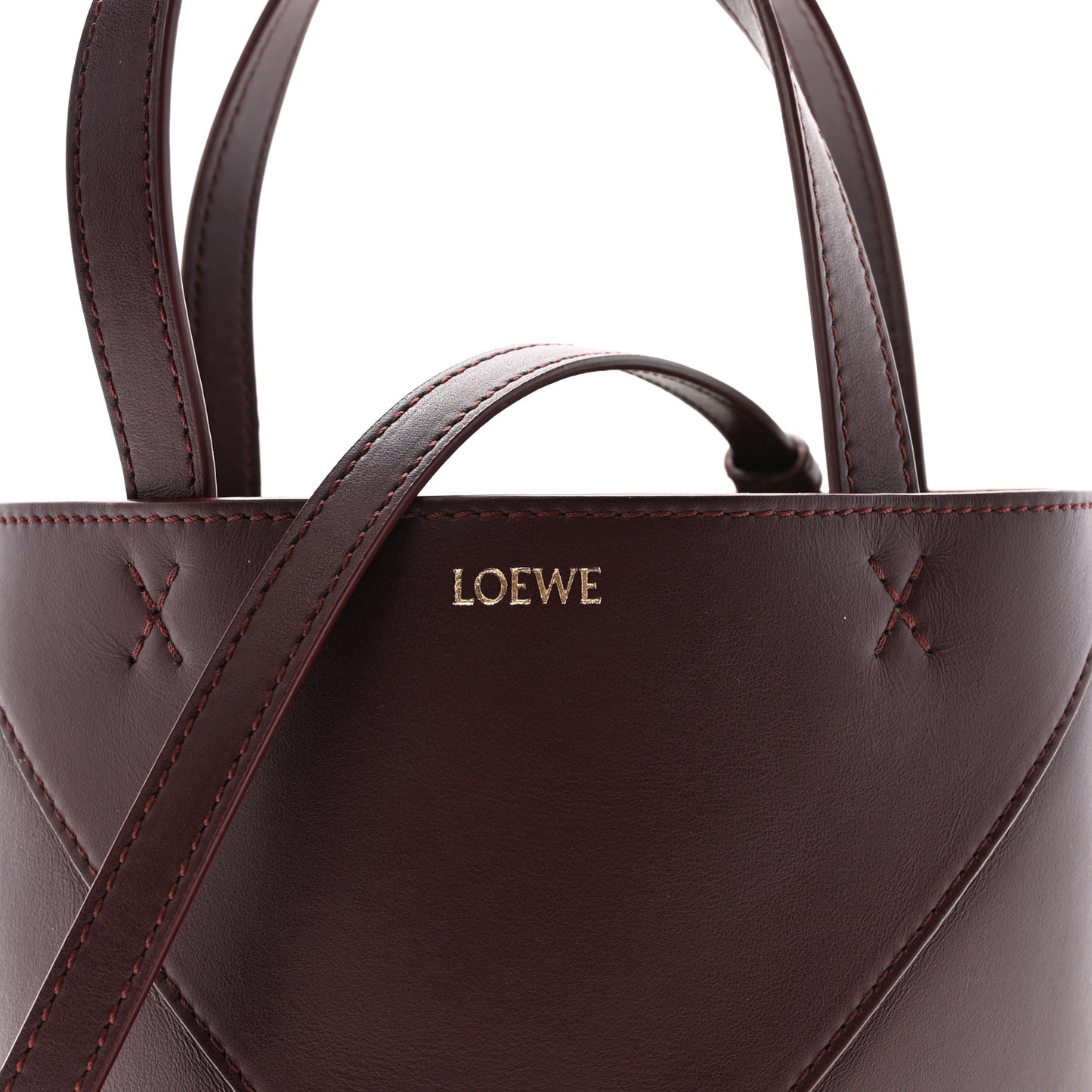 Shiny Calfskin Mini Puzzle Fold Tote Burgundy