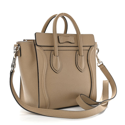 Celine Drummed Calfskin Nano Luggage Dune 3 of 12