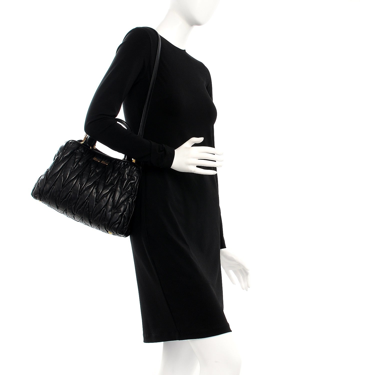 Miu Miu Nappa Matelasse Lux Mini Crossbody Tote Nero Black 2 of 8