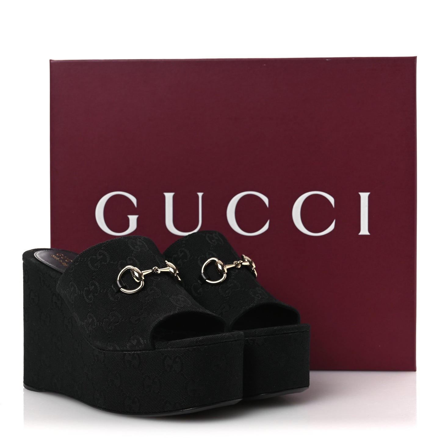 Monogram Wedge Platform Sandals 39.5 Black