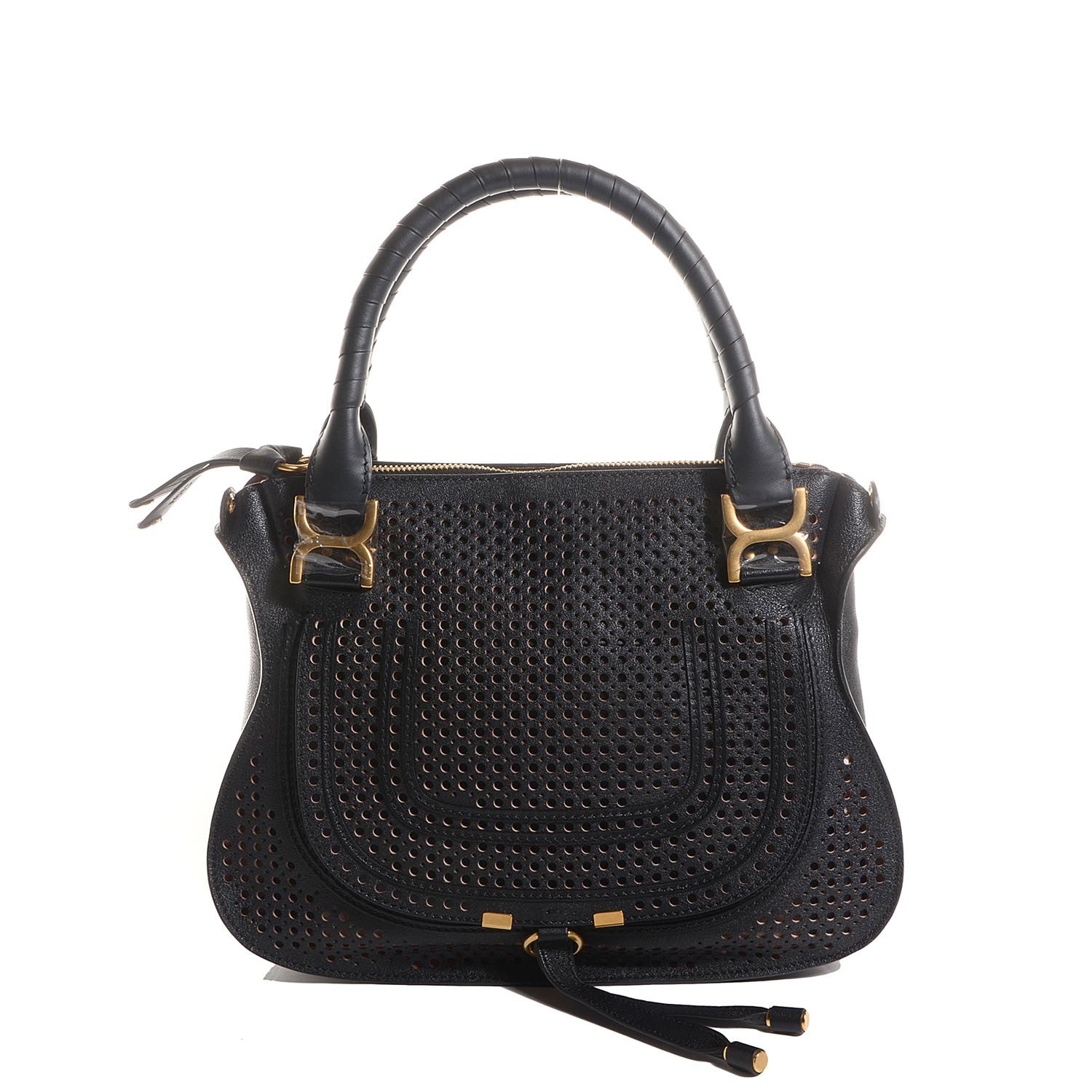 Chloe Sheepskin Perforated Medium Marcie Satchel Black 1 of 9