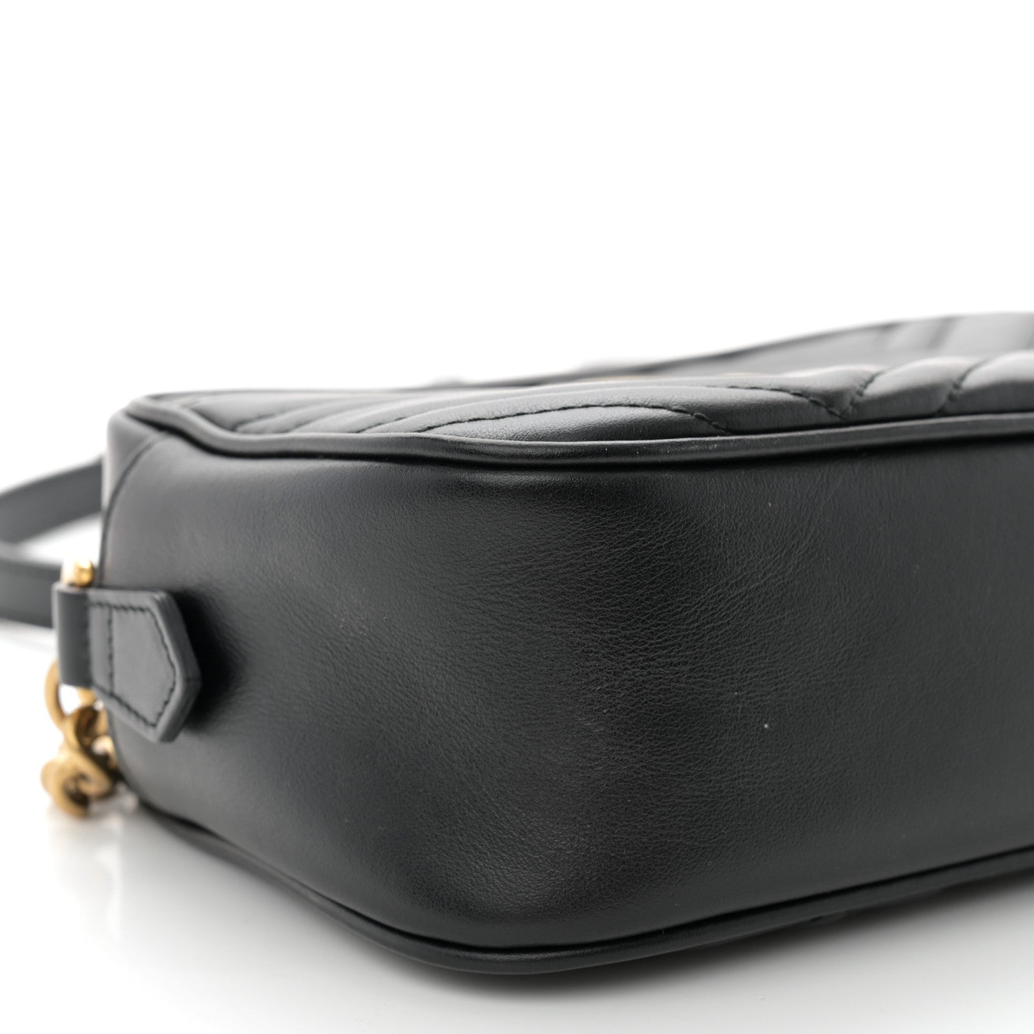 Gucci Calfskin Matelasse Small GG Marmont Chain Shoulder Bag Black 9 of 11