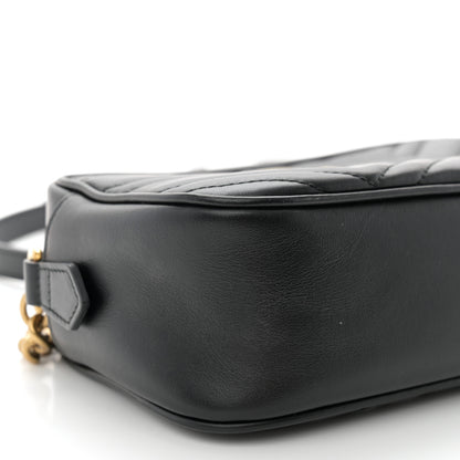 Gucci Calfskin Matelasse Small GG Marmont Chain Shoulder Bag Black 9 of 11