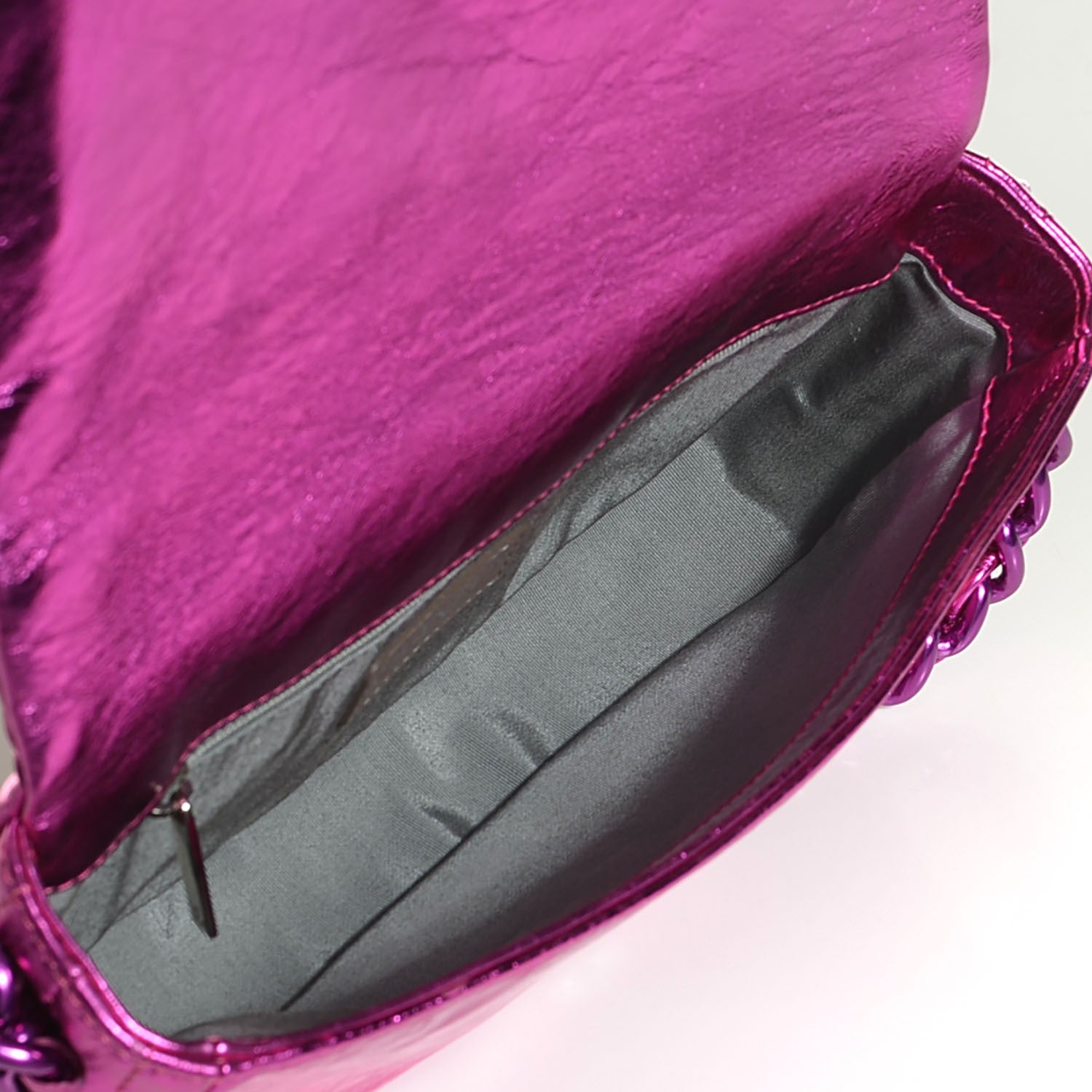 Chanel Metallic Cracked Calfskin Modern Chain Flap Fuchsia 5 of 7