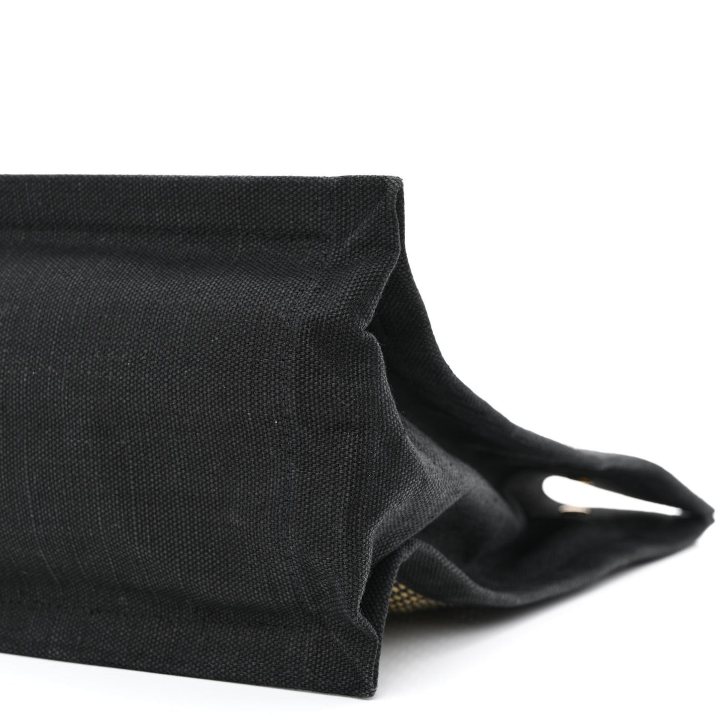Embroidered Cotton Linen Rive Gauche Noe Tote Black Beige