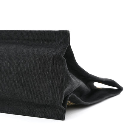 Saint Laurent Embroidered Cotton Linen Rive Gauche Noe Tote Black Beige 10 of 11