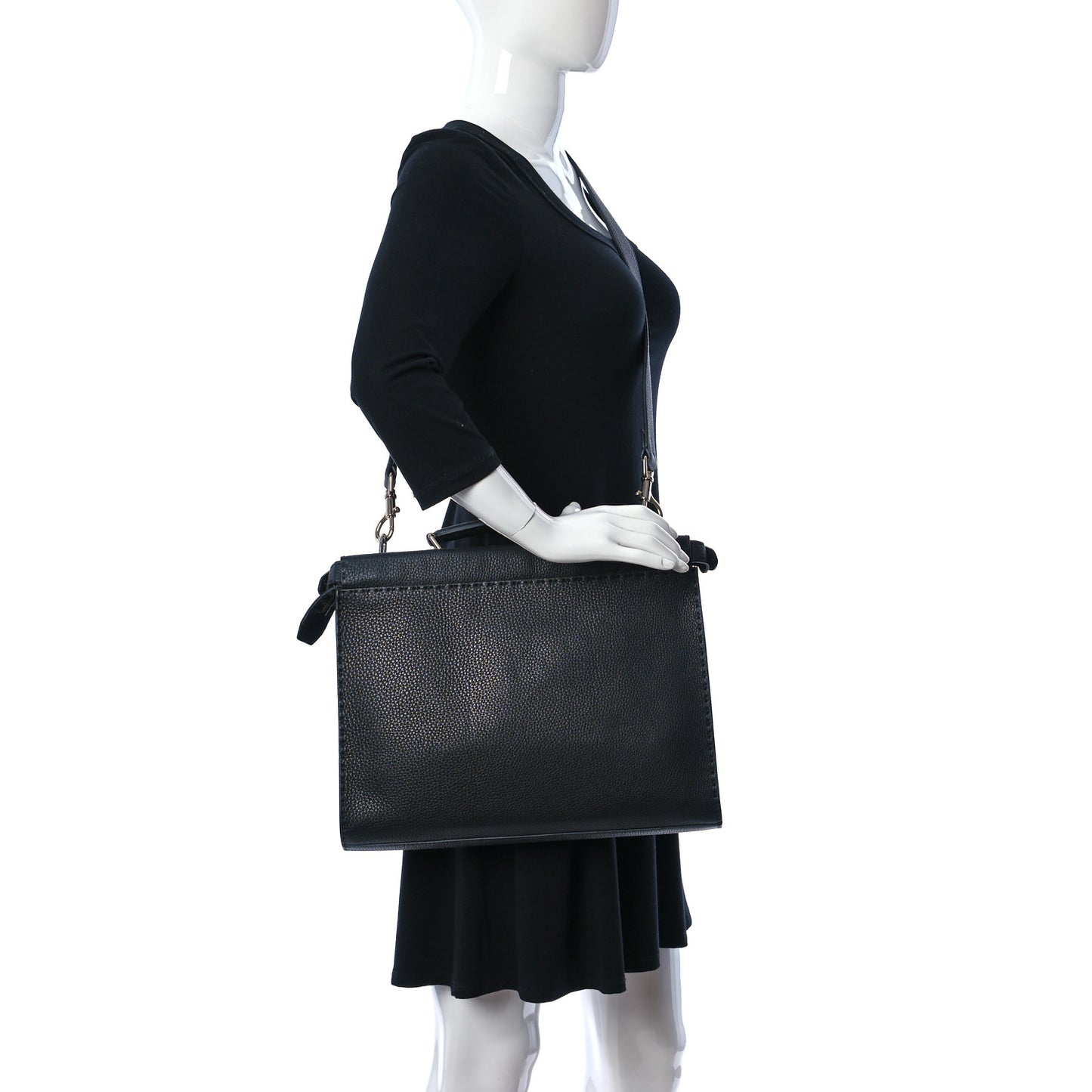 Cuoio Romano Selleria Monster Eyes Large Peekaboo Iconic Fit Satchel Black