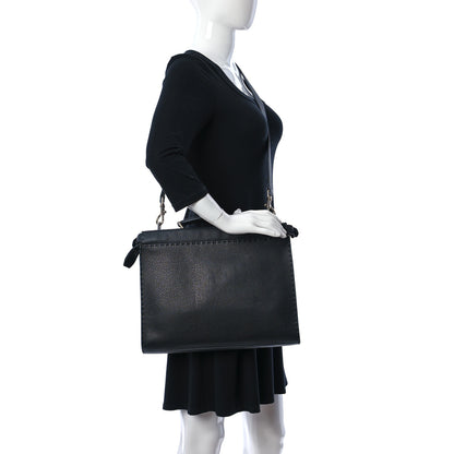Fendi Cuoio Romano Selleria Monster Eyes Large Peekaboo Iconic Fit Satchel Black 3 of 12