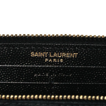 Saint Laurent Grain De Poudre Matelasse Chevron Monogram Zip Around Wallet Black 6 of 6