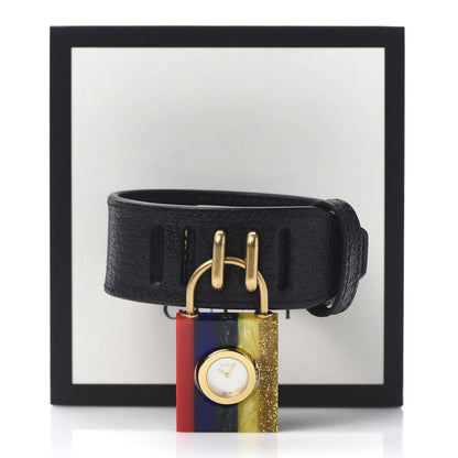 Gucci Stainless Steel Plexiglass Calfskin Mother of Pearl 30mm Twirl Lock Quartz Watch 8 of 8