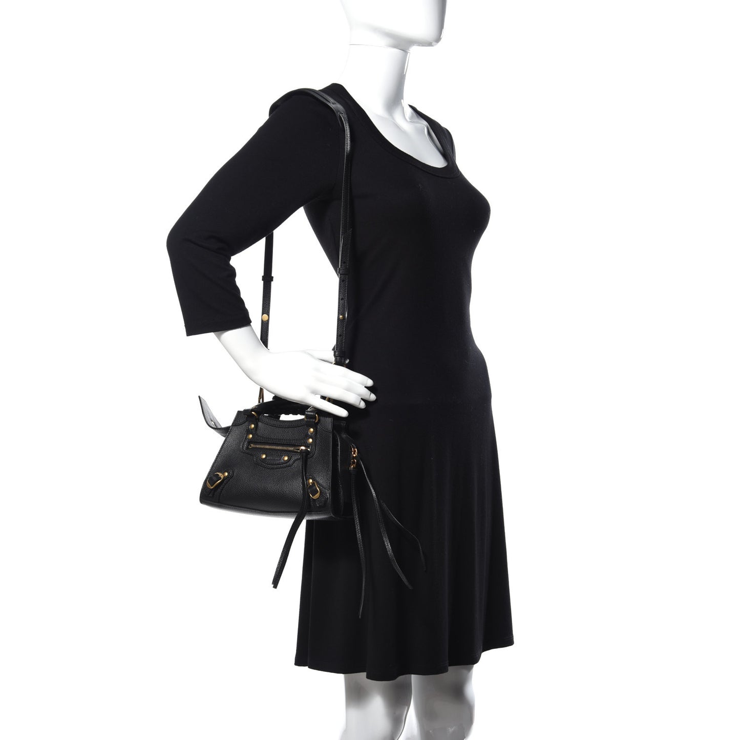 Grained Calfskin Neo Classic Gold Hardware Mini City Black