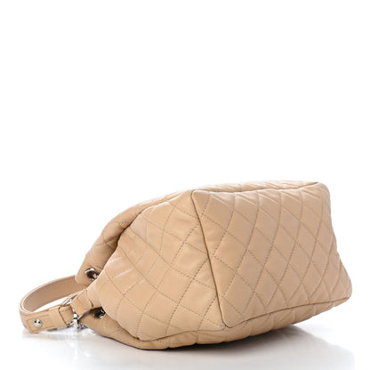 Chanel Lambskin Quilted Small CC Chain Bucket Drawstring Bag Light Beige 4 of 9