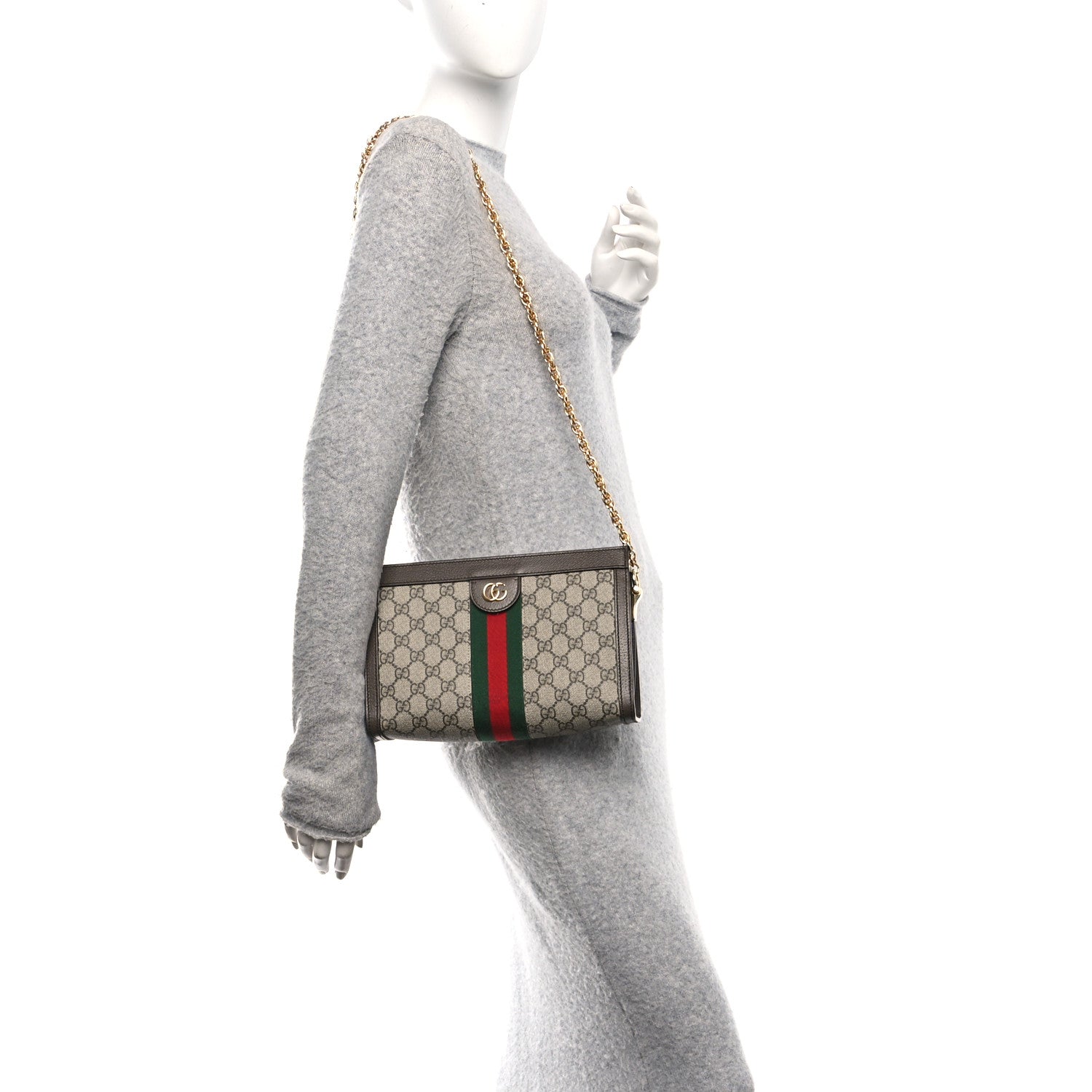 Gucci GG Supreme Monogram Web Small Ophidia Chain Shoulder Bag Brown 2 of 12