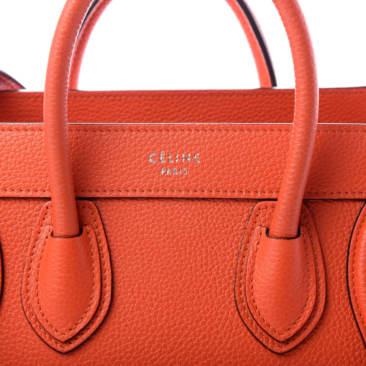 Celine Drummed Calfskin Nano Luggage Vermillion 9 of 9