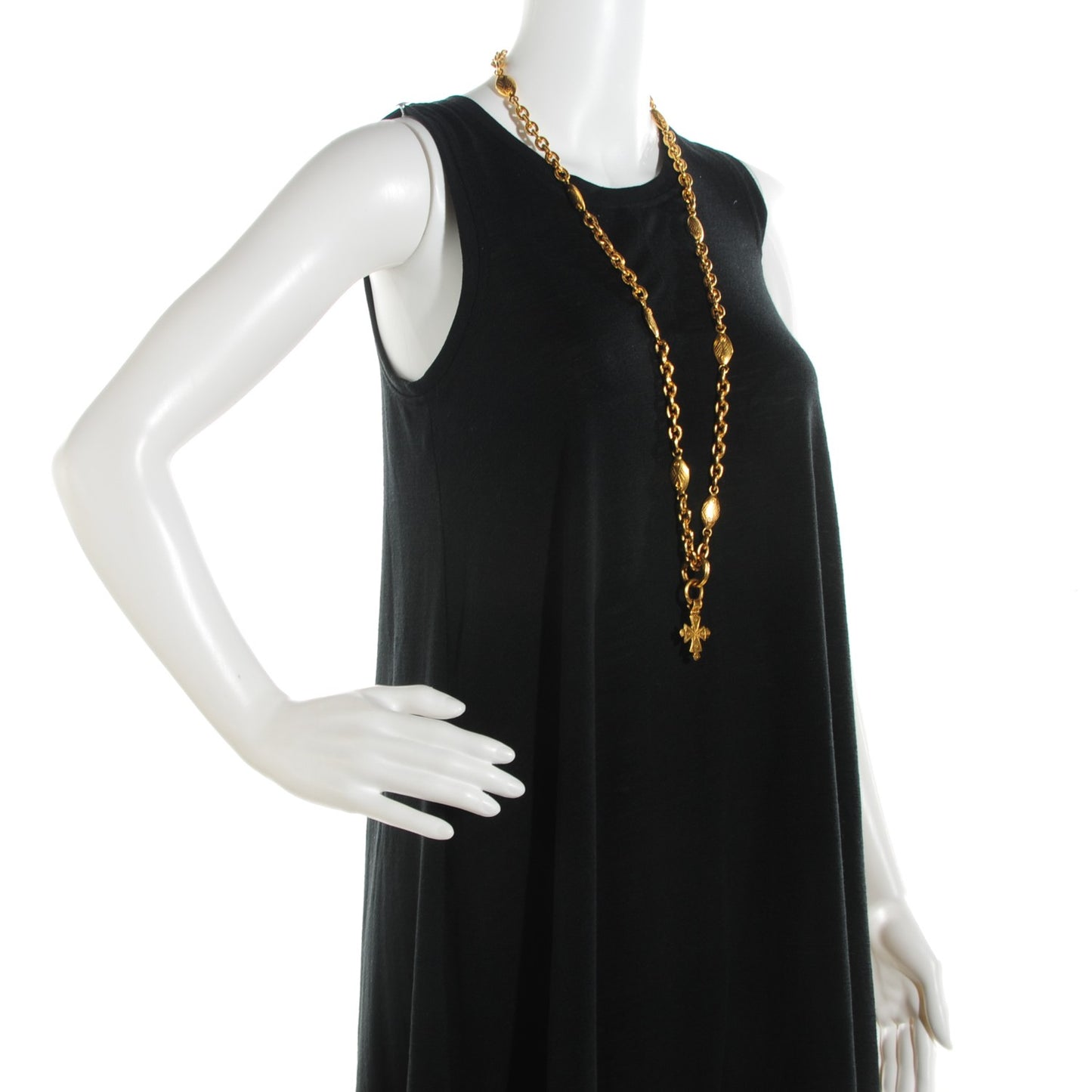 Long CC Cross Pendant Necklace Gold