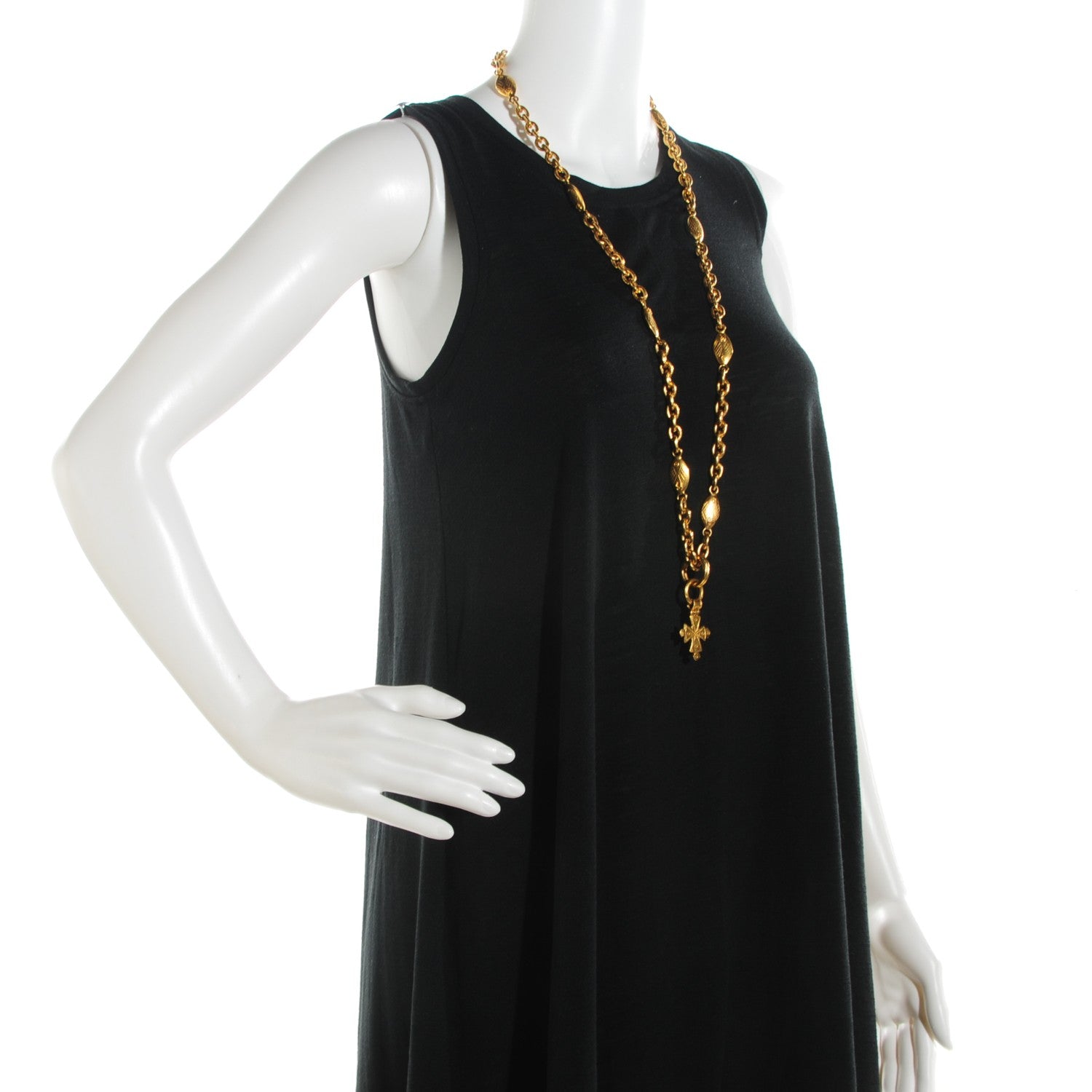 Chanel Long CC Cross Pendant Necklace Gold 2 of 3