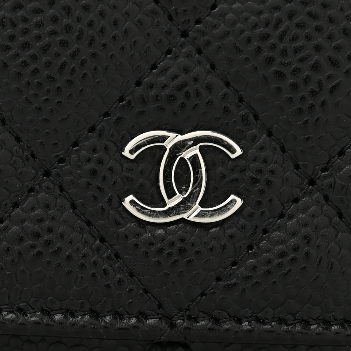 Caviar Quilted Wallet on Chain WOC Black