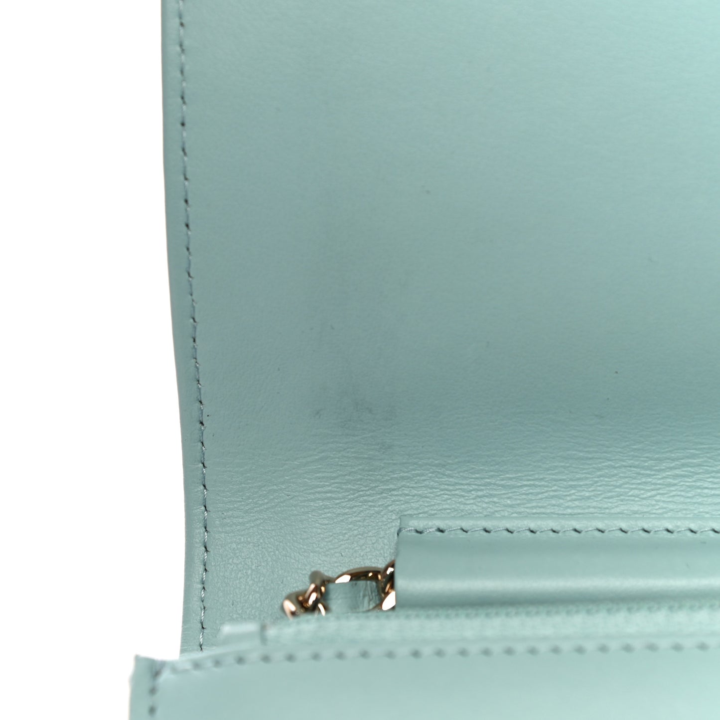 Caviar Camellia Embossed Wallet On Chain WOC Light Blue