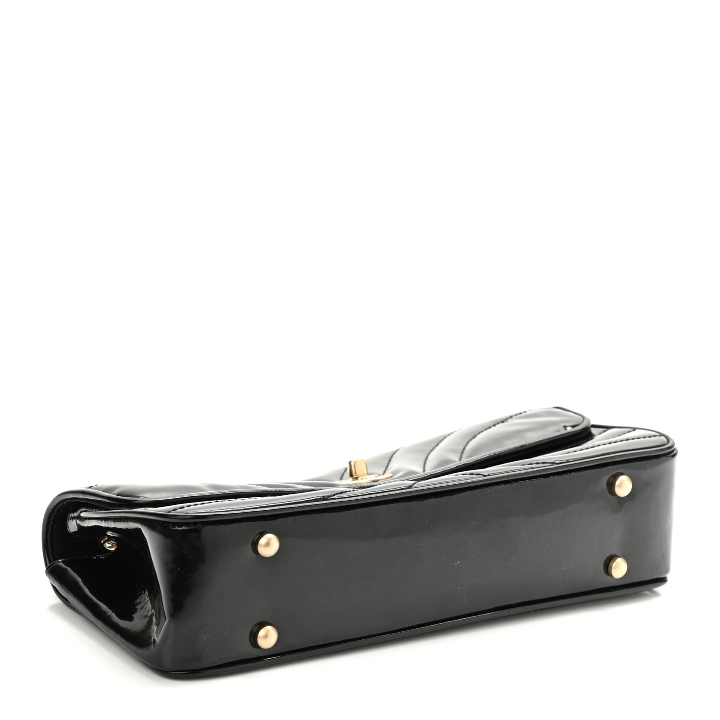 Glazed Calfskin Scallop Quilted Single Flap Black