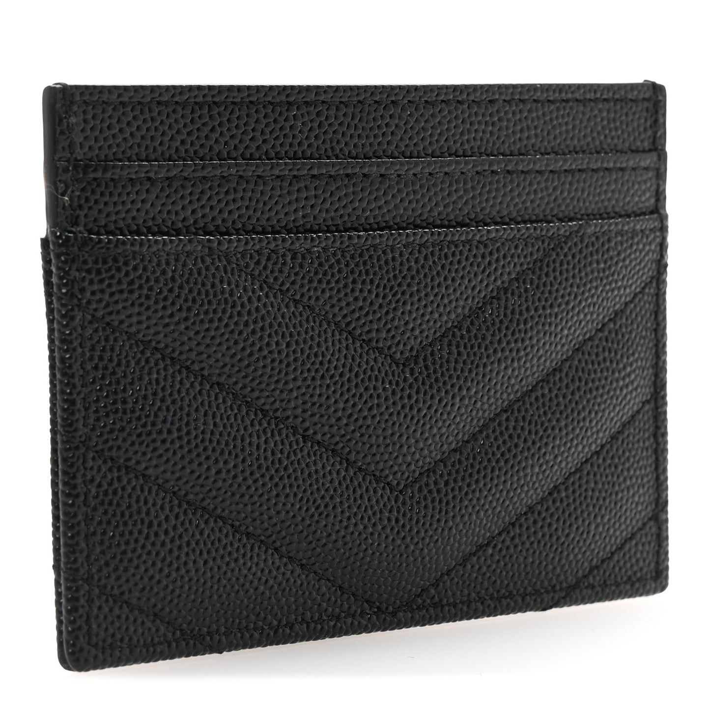 Grain De Poudre Matelasse Chevron Monogram Credit Card Case Black