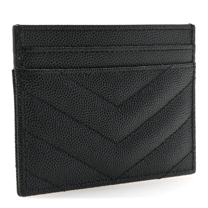 Saint Laurent Grain De Poudre Matelasse Chevron Monogram Credit Card Case Black 3 of 8