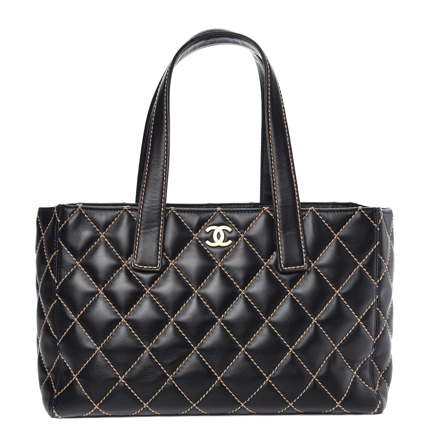 Chanel Calfskin Contrast Stitch Surpique Tote Black 1 of 13