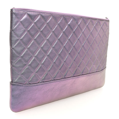 Chanel Iridescent Lambskin Quilted Large Gabrielle Cosmetic Case Light Purple 3 of 7