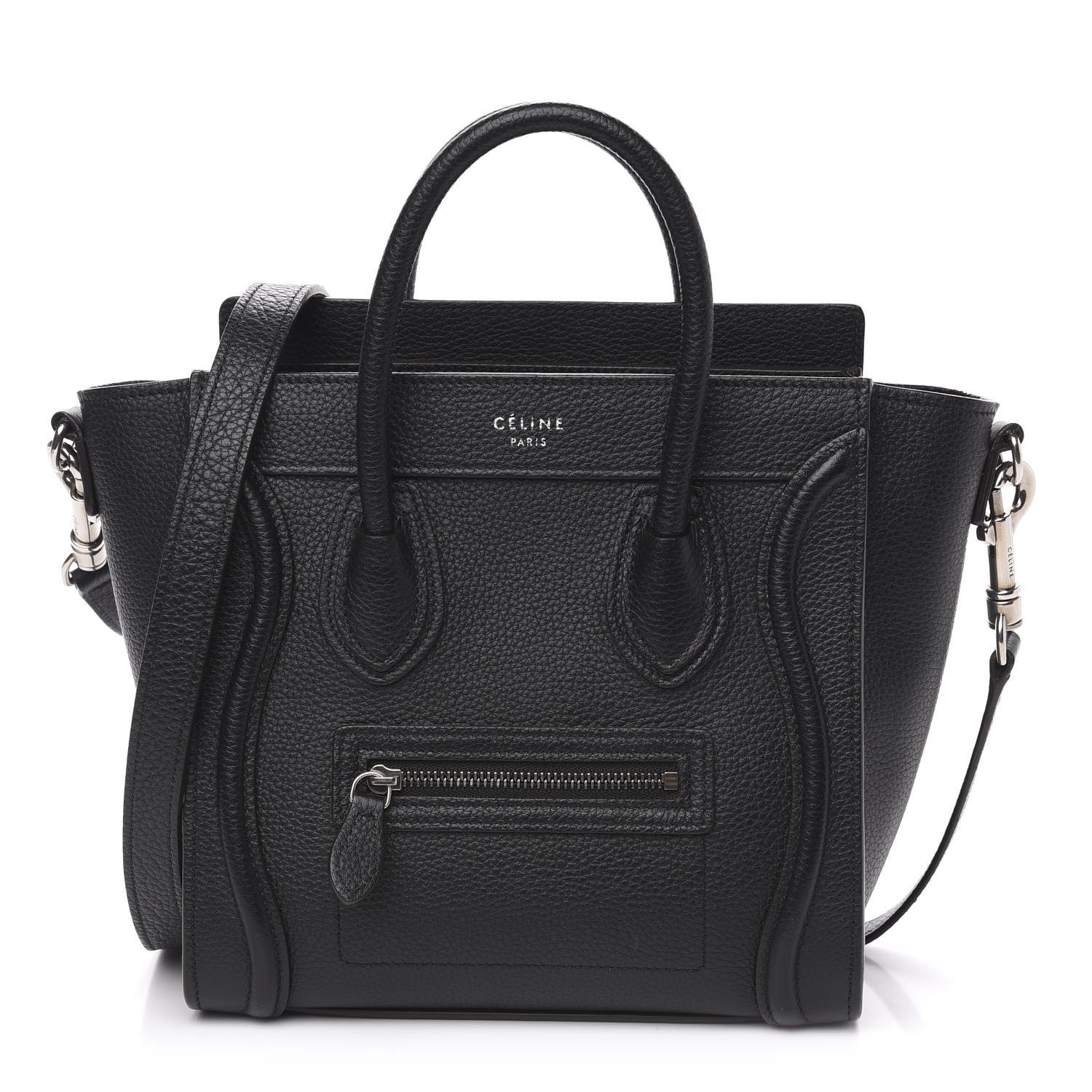 Celine Drummed Calfskin Nano Luggage Black 1 of 10