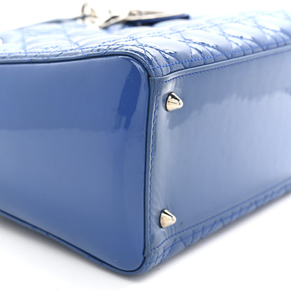 Christian Dior Patent Cannage Medium Lady Dior Blue 9 of 11