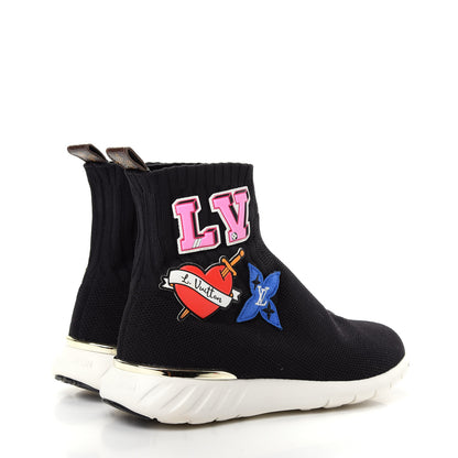 Louis Vuitton Stretch Fabric LV Black Heart Sock Sneaker 37.5 Black 4 of 10
