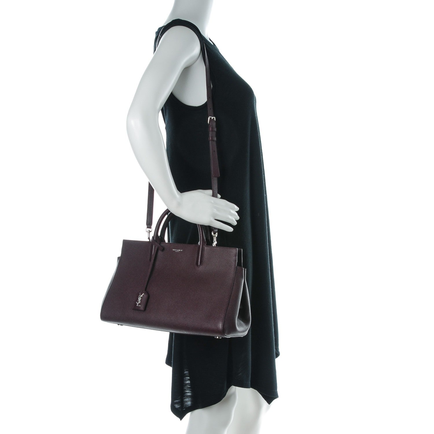 Saint Laurent Grained Calfskin Small Rive Gauche Cabas Amaranto 2 of 7