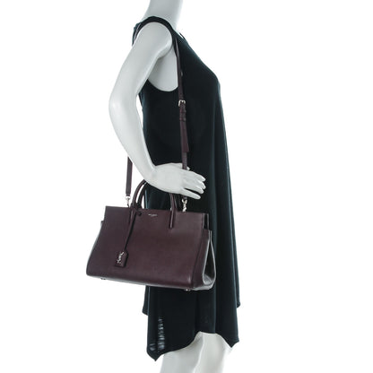 Saint Laurent Grained Calfskin Small Rive Gauche Cabas Amaranto 2 of 7