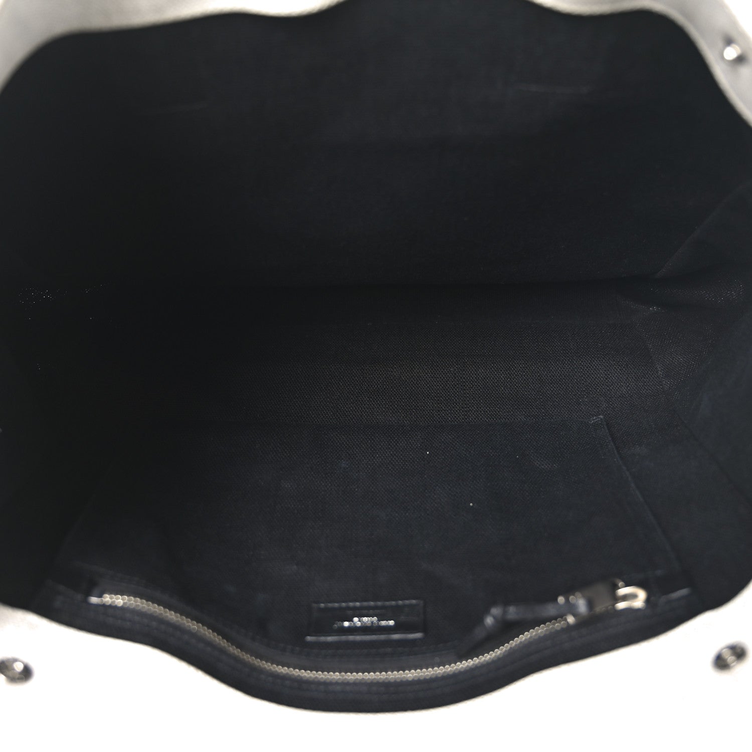 Saint Laurent Linen Calfskin Rive Gauche North South Tote White Black 5 of 9